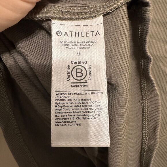 Athleta Signature Rib Crop Tee green brown size medium - Picture 6 of 7